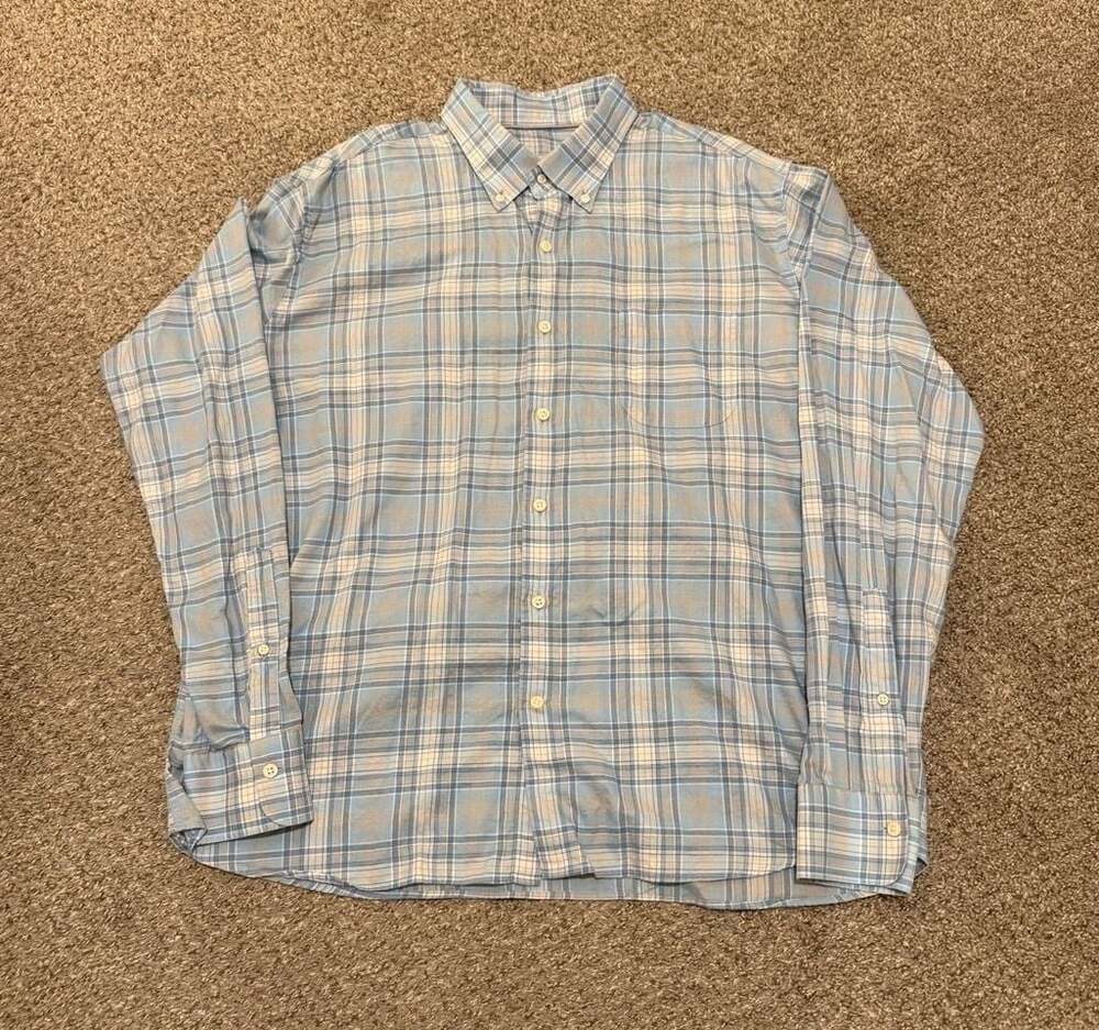 Peter Millar Men's XL Blue Plaid Button Down Long Sleeve Shirt